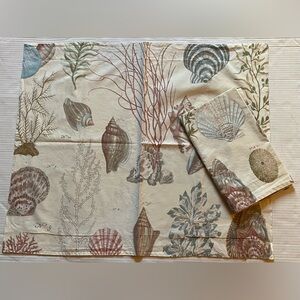 Pottery Barn Pillow Case Set Monterey Coastal Organic Cotton Standard Seashells